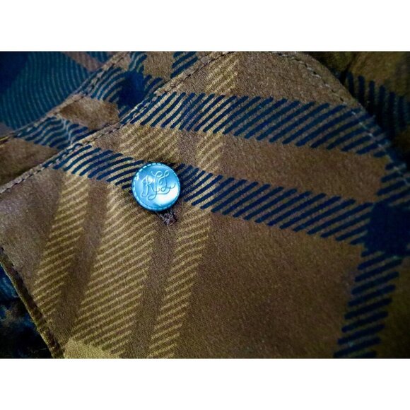 NEW! Lauren Ralph Lauren 100% Silk Wrap Blouse Plaid V-neck Ruffles Brown SZ 10 - Picture 6 of 7